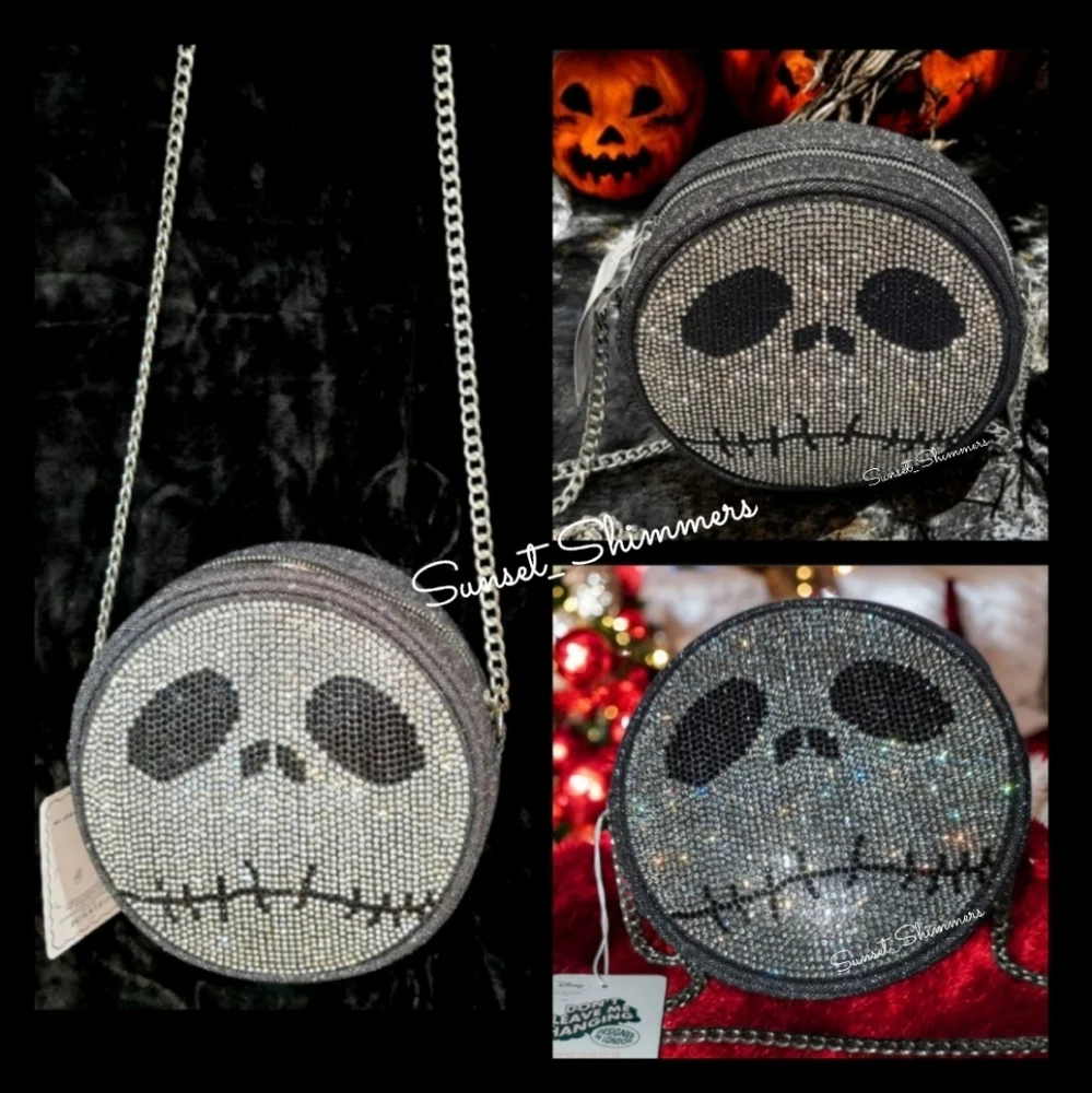 Disney Jack Skellington Halloween Nightmare Christmas Rhinestone Crossbody Purse